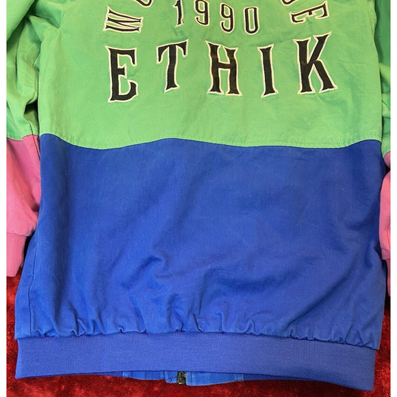 Ethik Worldwide Limited Release Small Rainbow Twill Hood Jacket Coat Y2K Patches - Picture 9 of 13